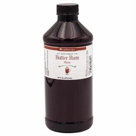 16 oz Bottle of Logan Oils Butter Rum Flavor on a white background - fun foods canada 
