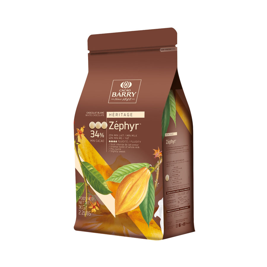 CACAO BARRY Zephyr 34% – White Chocolate Couverture - 5kg