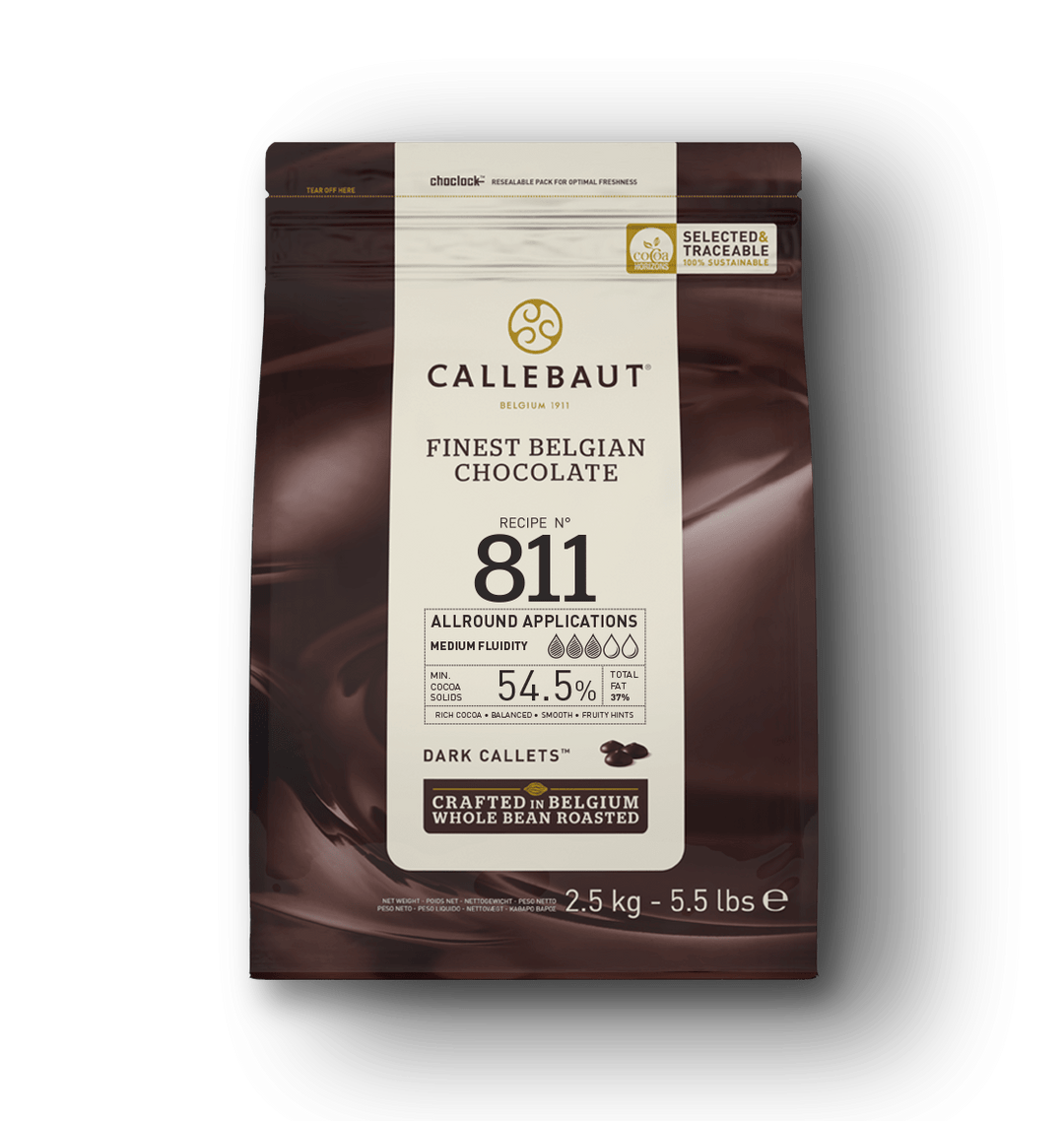 CALLEBAUT - Dark Chocolate Callets - Couvertures - 811 - 2.5kg bag - Case 8 x 2.5kg - Barry Callebaut Canadian Distribution