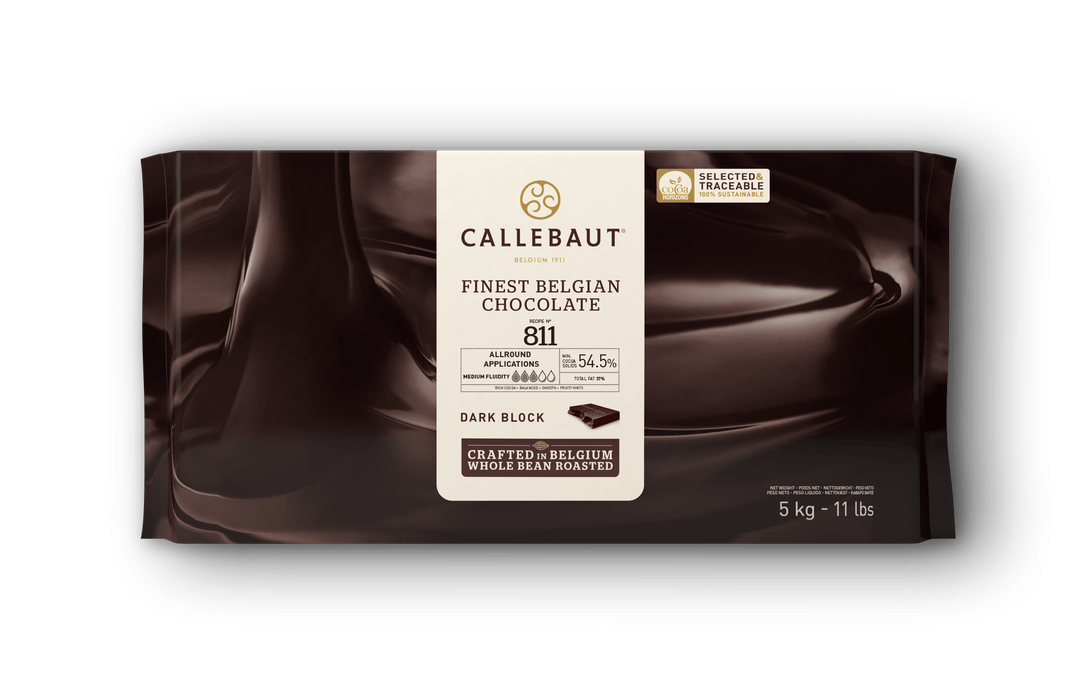 CALLEBAUT - Dark Chocolate Couverture Wrapped Block - 811 - 5KG - Barry Callebaut Canadian Distribution