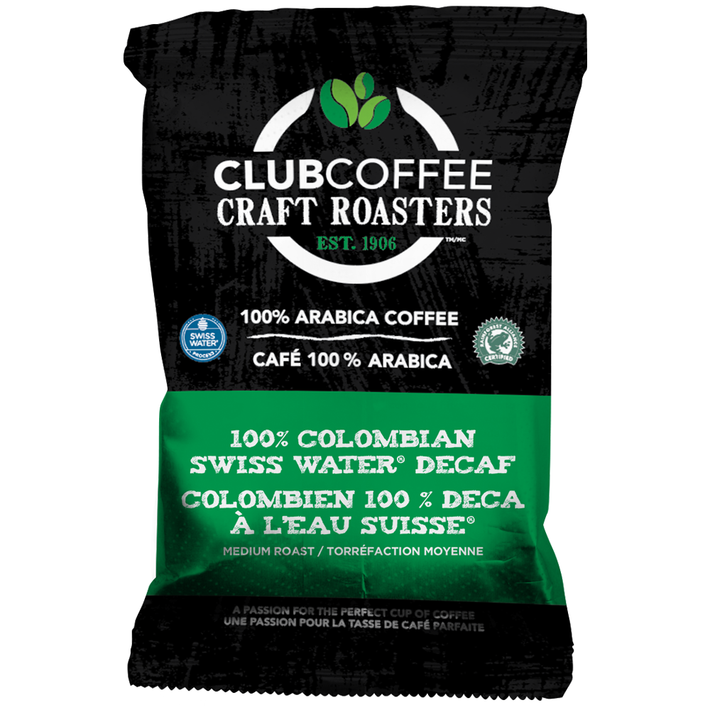 Club Coffee Craft Roasters | 100% Colombian Swiss Water Decaf | Fractional Packaging - Case of 42 x 2.5 oz Packets