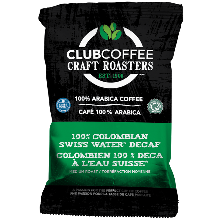 Club Coffee Craft Roasters | 100% Colombian Swiss Water Decaf | Fractional Packaging - Case of 42 x 2.5 oz Packets