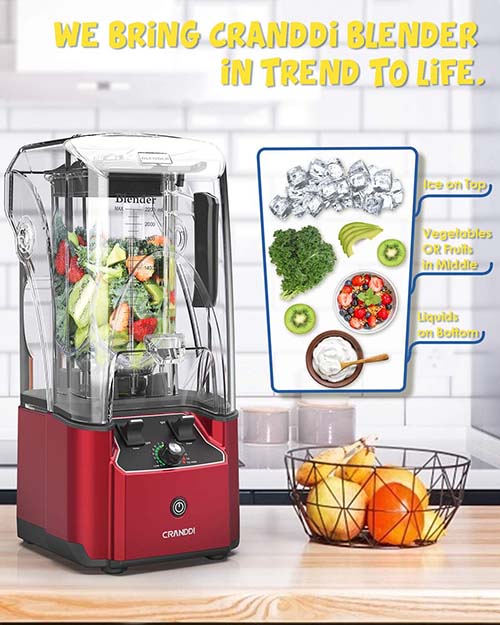 CRANDDI Commercial Quiet Blender K90 Red