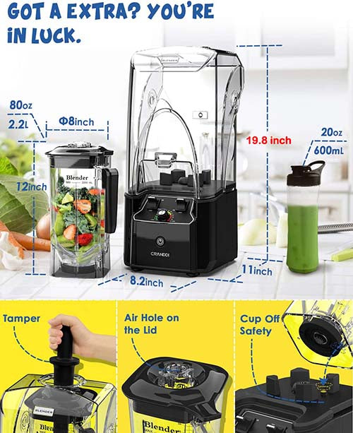 CRANDDI Commercial Quiet Blender K90 Black