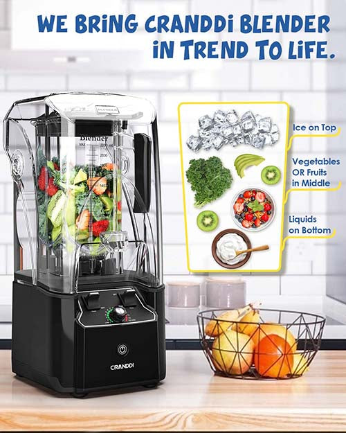 CRANDDI Commercial Quiet Blender K90 Black