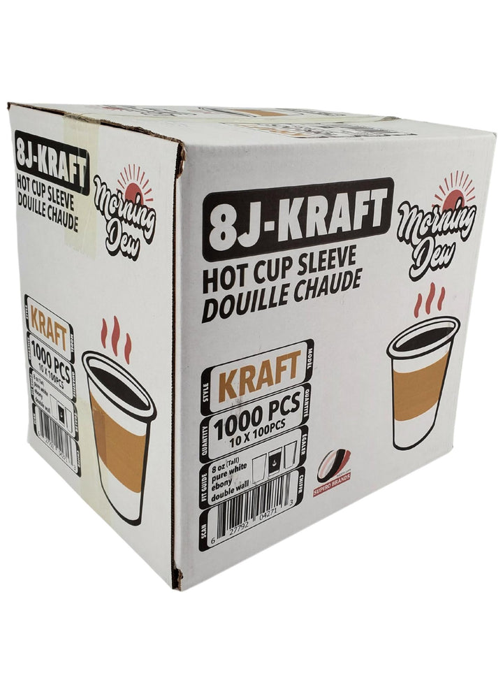 Morning Dew - Hot Cup Sleeves for 8 oz Tall Hot Paper Cups - Kraft - 10 x 100 count