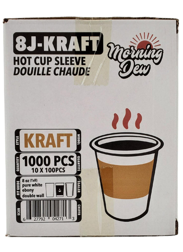 Morning Dew - Hot Cup Sleeves for 8 oz Tall Hot Paper Cups - Kraft - 10 x 100 count