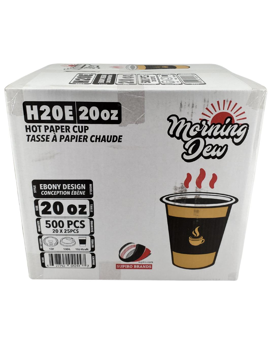 Morning Dew - 20 oz Hot Paper Cups - Ebony Print - 20 x 25 count