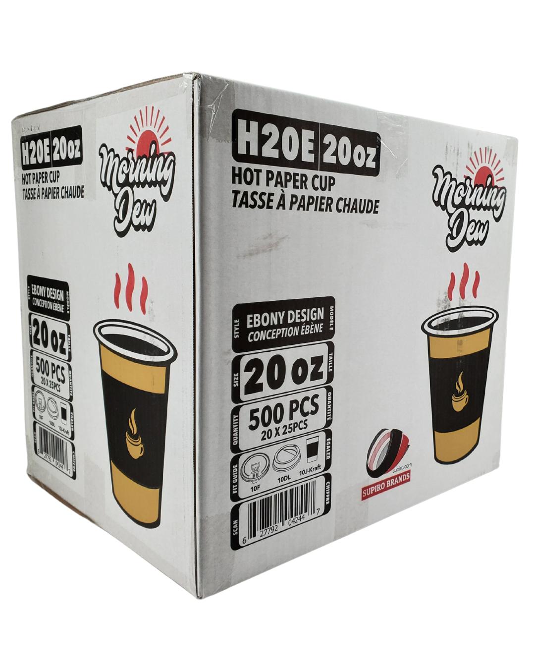Morning Dew - 20 oz Hot Paper Cups - Ebony Print - 20 x 25 count