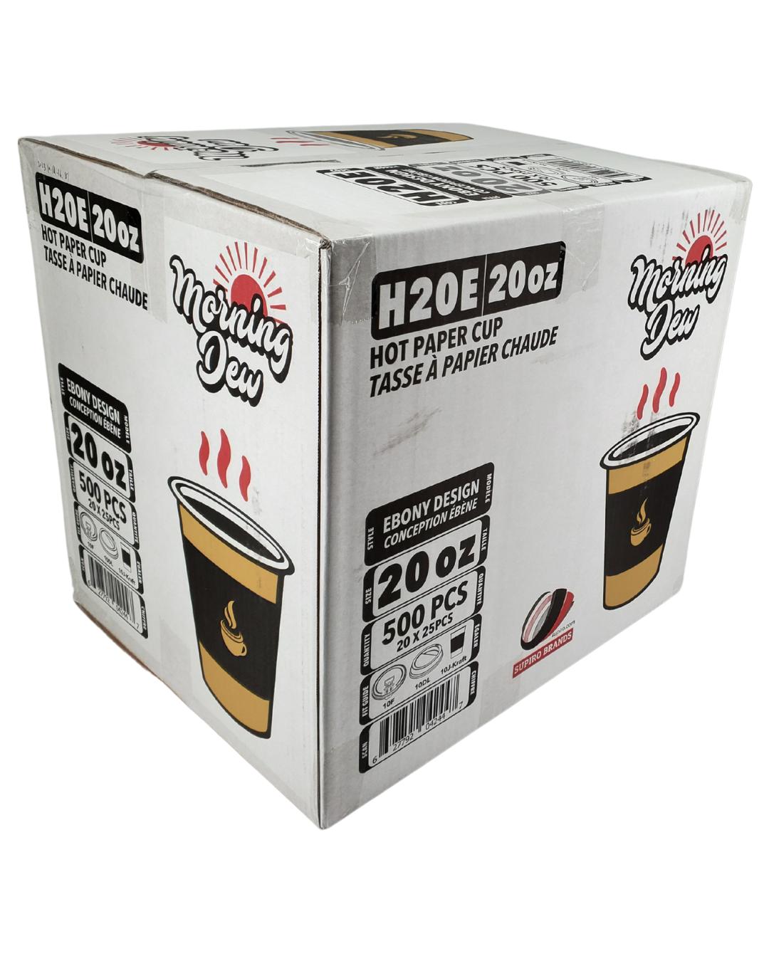 Morning Dew - 20 oz Hot Paper Cups - Ebony Print - 20 x 25 count