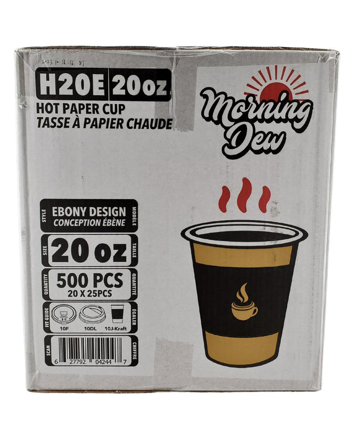 Morning Dew - 20 oz Hot Paper Cups - Ebony Print - 20 x 25 count