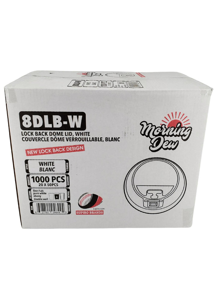 Morning Dew - Lock Back, Dome Sip Lid for 8 oz Tall Hot Paper Cups - White - 20 x 50 count