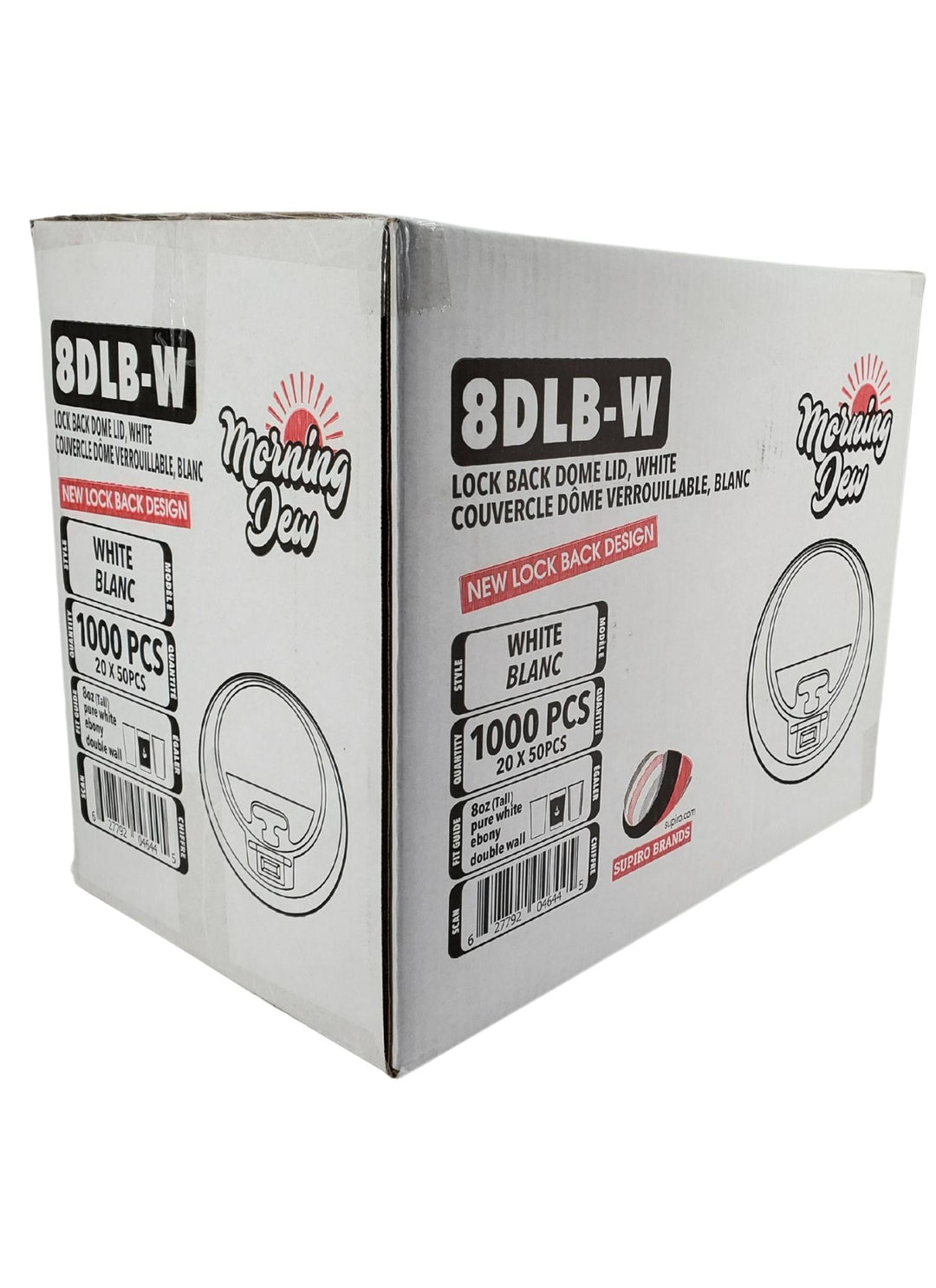 Morning Dew - Lock Back, Dome Sip Lid for 8 oz Tall Hot Paper Cups - White - 20 x 50 count