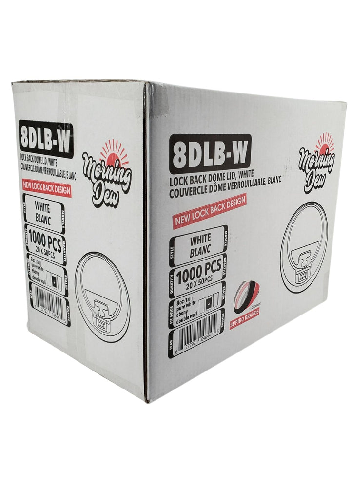 Morning Dew - Lock Back, Dome Sip Lid for 8 oz Tall Hot Paper Cups - White - 20 x 50 count