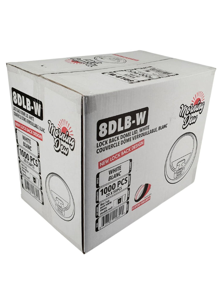 Morning Dew - Lock Back, Dome Sip Lid for 8 oz Tall Hot Paper Cups - White - 20 x 50 count
