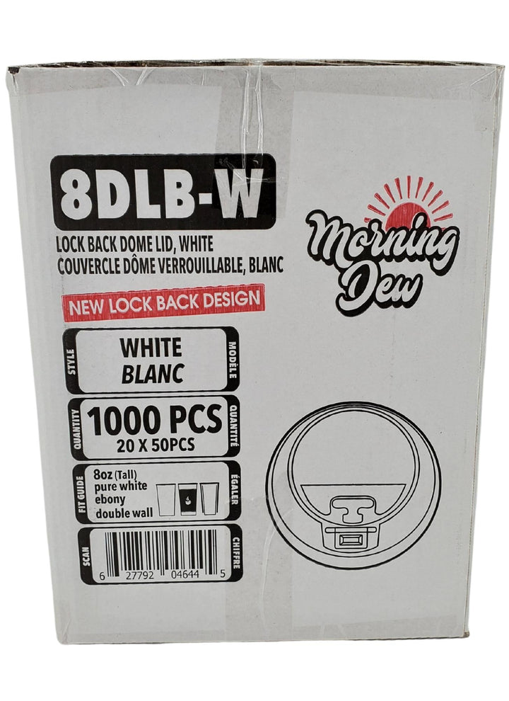 Morning Dew - Lock Back, Dome Sip Lid for 8 oz Tall Hot Paper Cups - White - 20 x 50 count