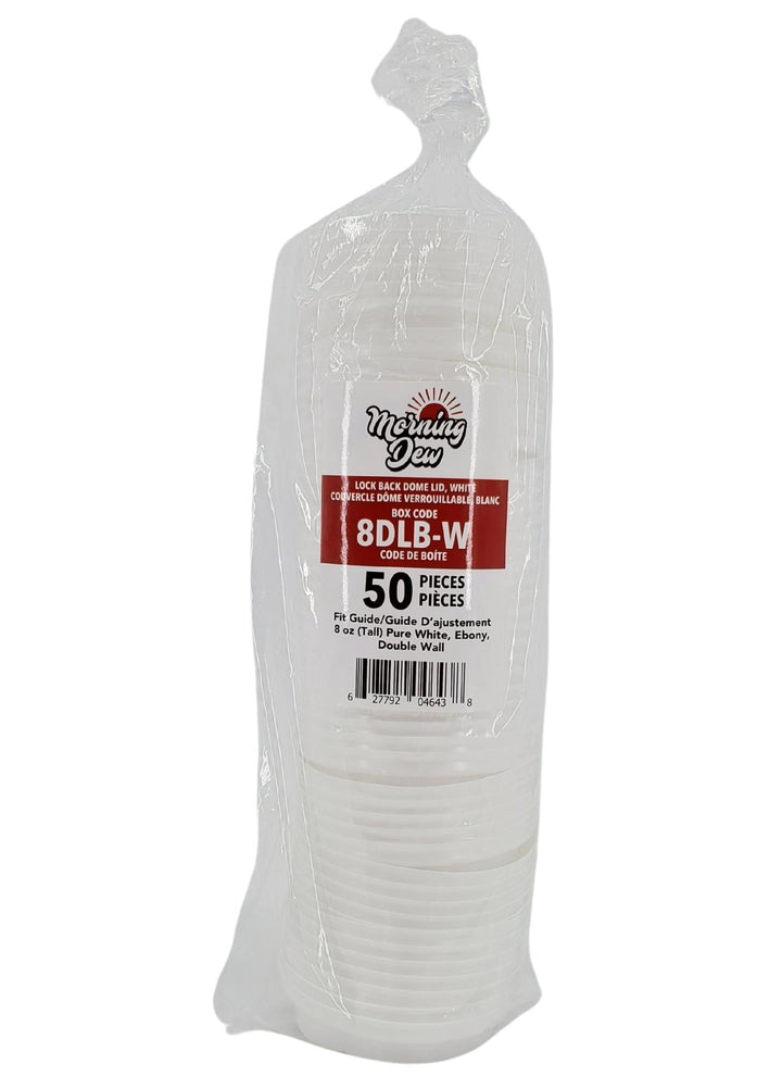 Morning Dew - Lock Back, Dome Sip Lid for 8 oz Tall Hot Paper Cups - White - 20 x 50 count