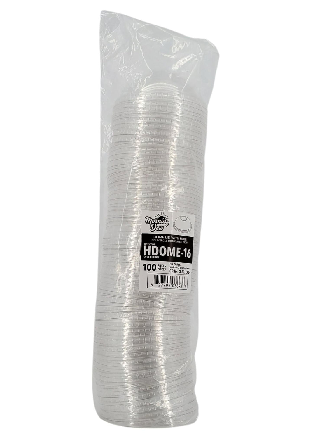 Morning Dew - Dome Lid with Hole - 16-24oz Cup - 98mm - 10 x 100 count