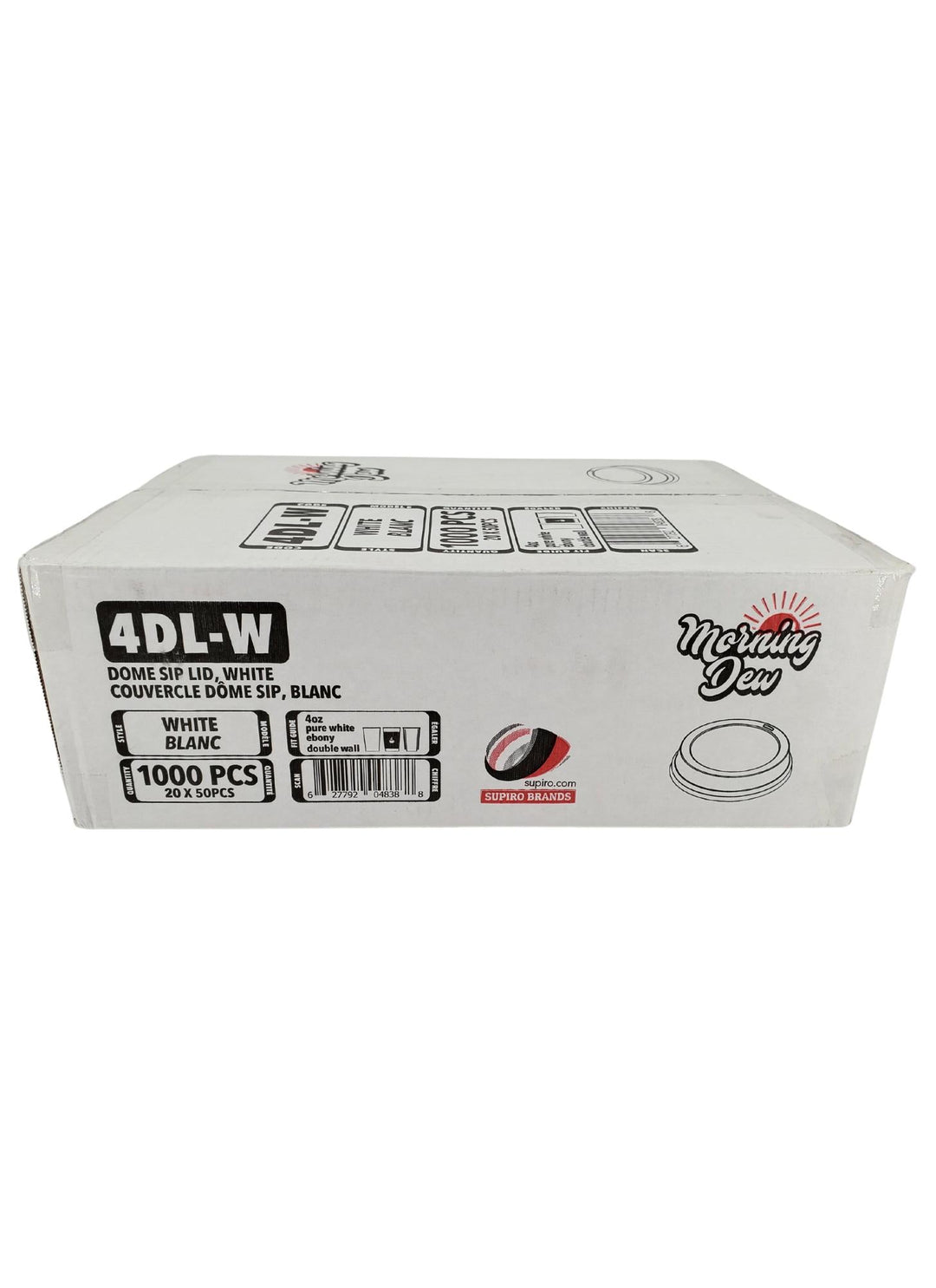 Morning Dew - Dome Sip Lid for 4 oz Hot Paper Cups - White - 20 x 50 count