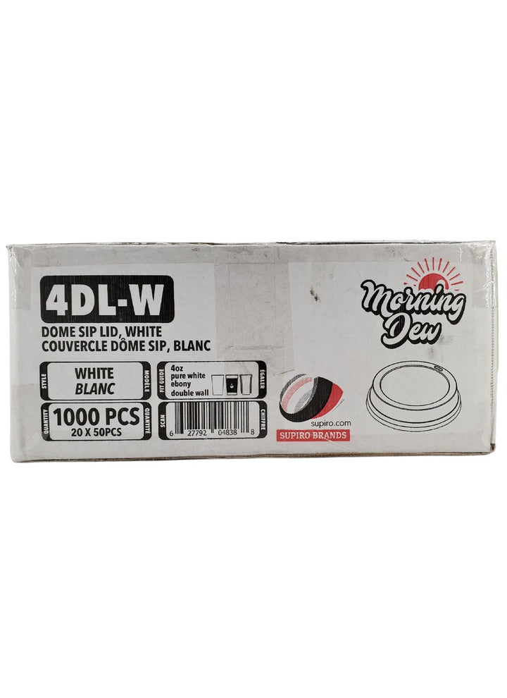 Morning Dew - Dome Sip Lid for 4 oz Hot Paper Cups - White - 20 x 50 count