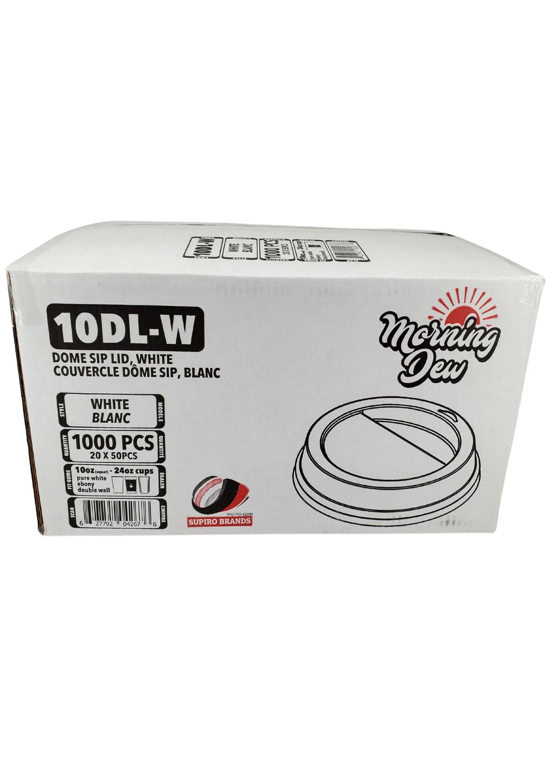 Morning Dew - Dome Sip Lid for 10-24 oz Hot Paper Cups - White - 20 x 50 count