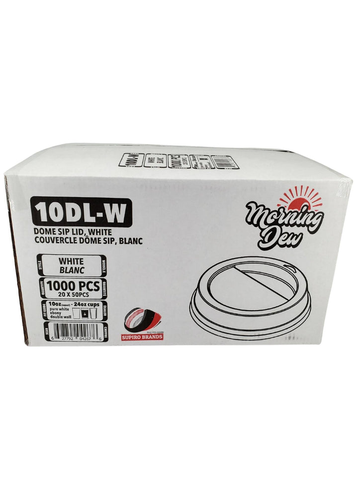 Morning Dew - Dome Sip Lid for 10-24 oz Hot Paper Cups - White - 20 x 50 count