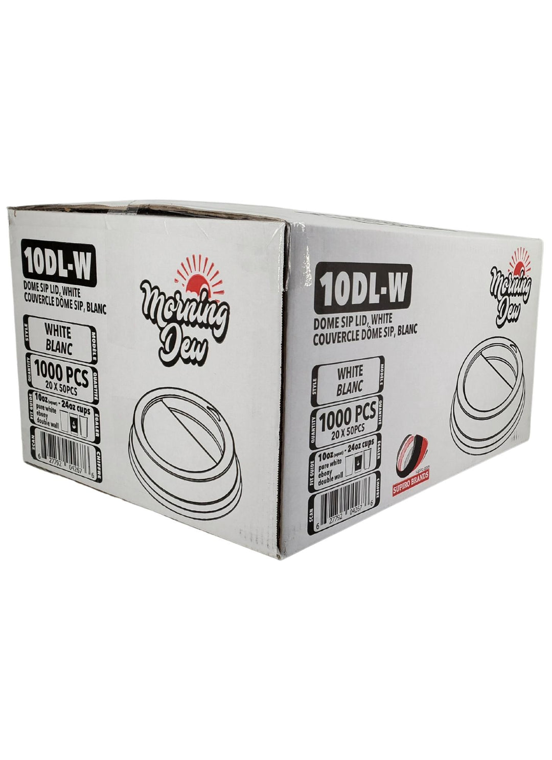 Morning Dew - Dome Sip Lid for 10-24 oz Hot Paper Cups - White - 20 x 50 count