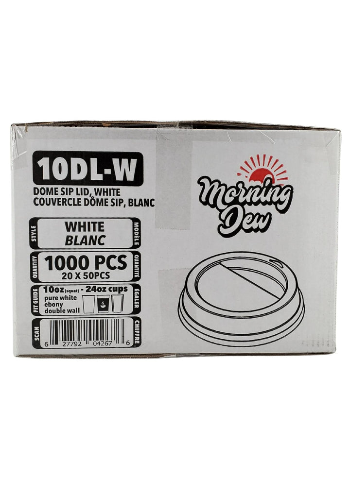 Morning Dew - Dome Sip Lid for 10-24 oz Hot Paper Cups - White - 20 x 50 count