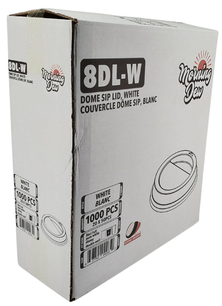 Morning Dew - Dome Sip Lid for 8 oz Tall Hot Paper Cups - White - 20 x 50 count
