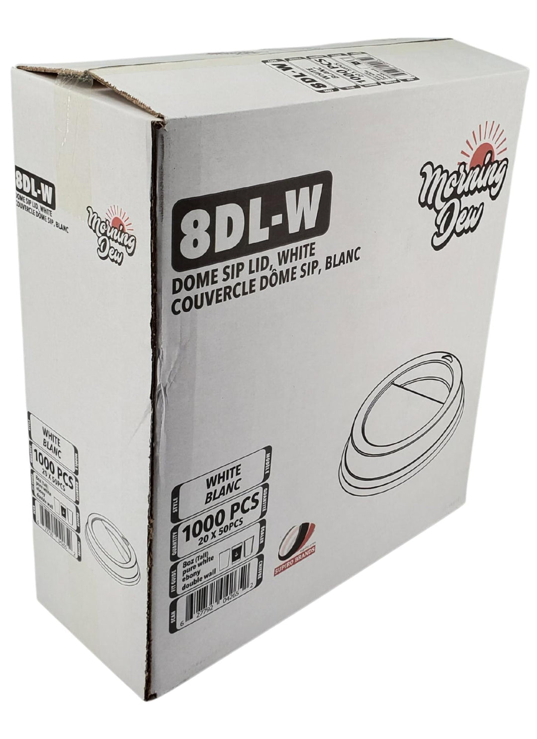 Morning Dew - Dome Sip Lid for 8 oz Tall Hot Paper Cups - White - 20 x 50 count