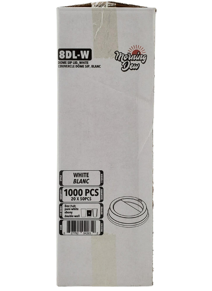 Morning Dew - Dome Sip Lid for 8 oz Tall Hot Paper Cups - White - 20 x 50 count