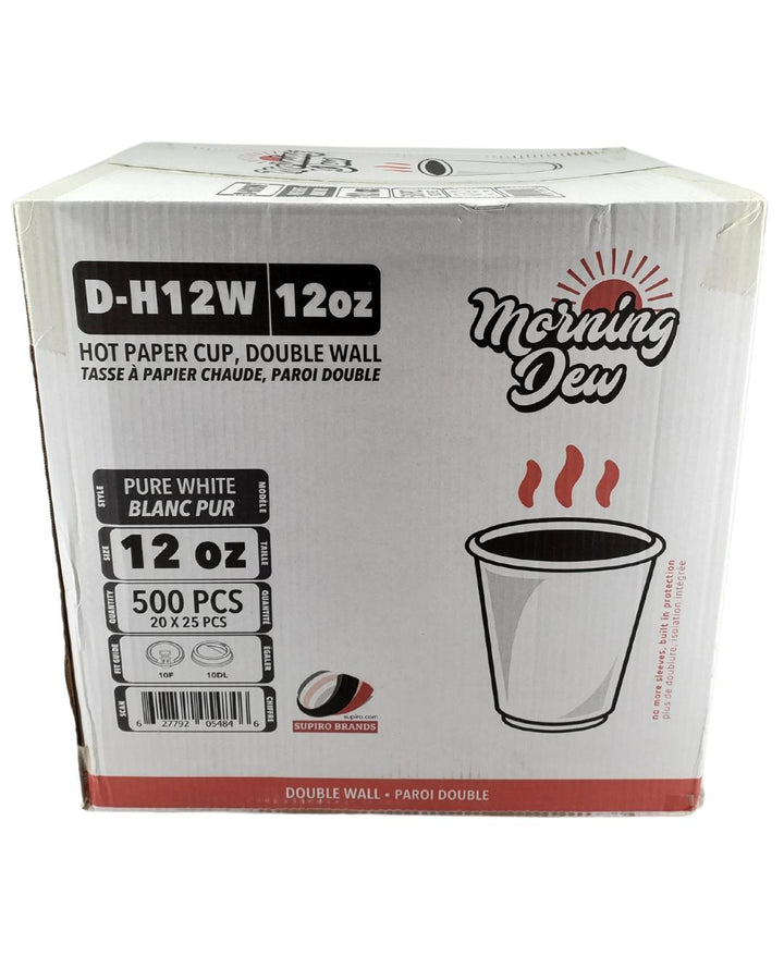 Morning Dew - 12 oz Hot Paper Cup - Double Wall - White - 20 x 25 count