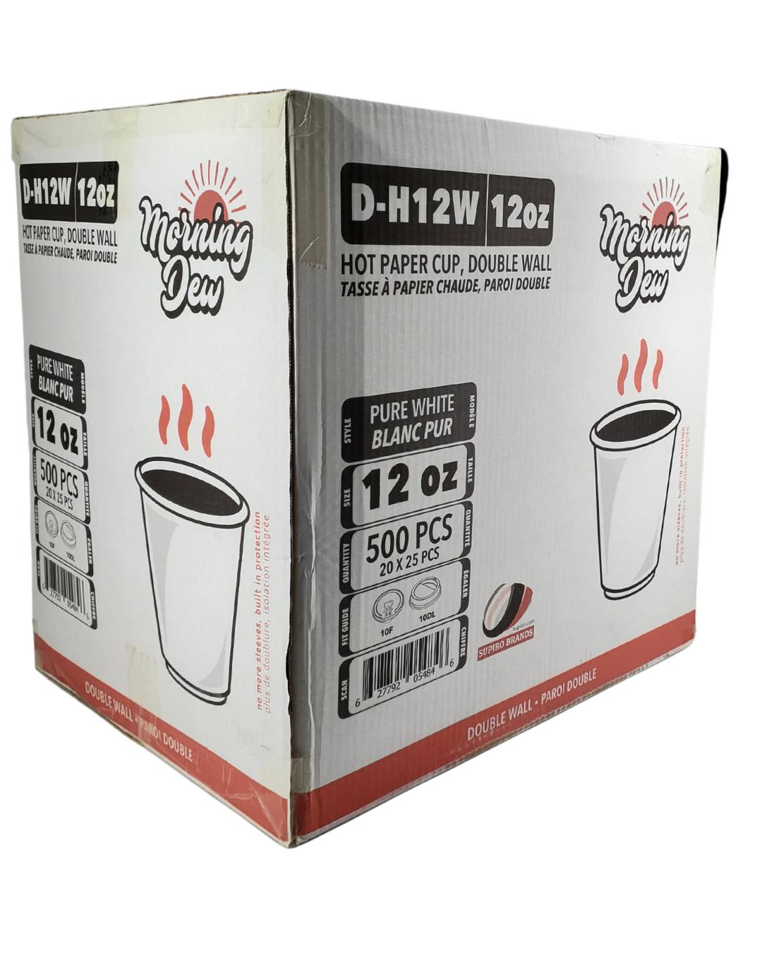 Morning Dew - 12 oz Hot Paper Cup - Double Wall - White - 20 x 25 count