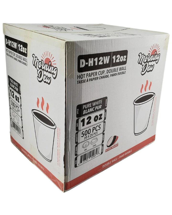 Morning Dew - 12 oz Hot Paper Cup - Double Wall - White - 20 x 25 count
