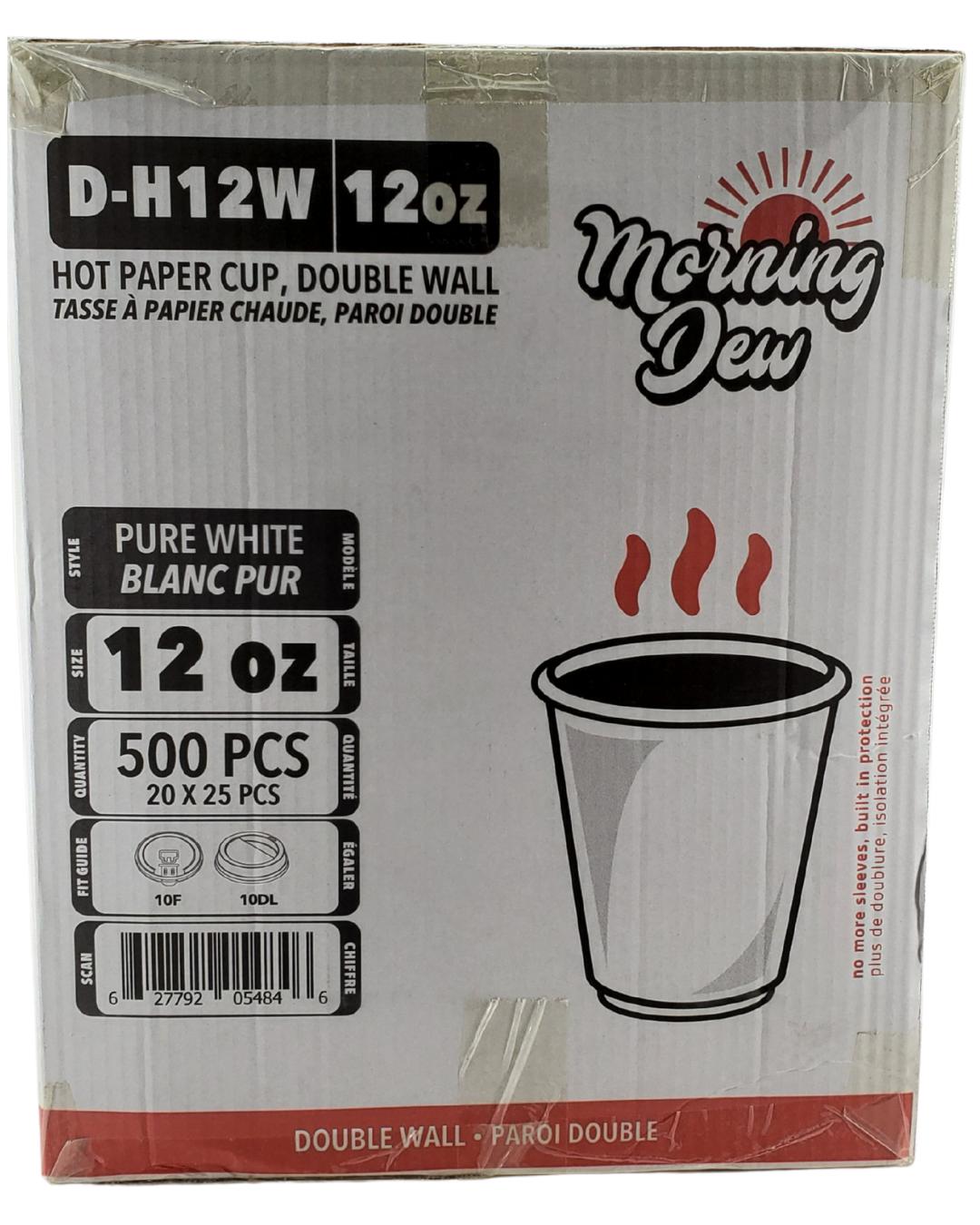 Morning Dew - 12 oz Hot Paper Cup - Double Wall - White - 20 x 25 count