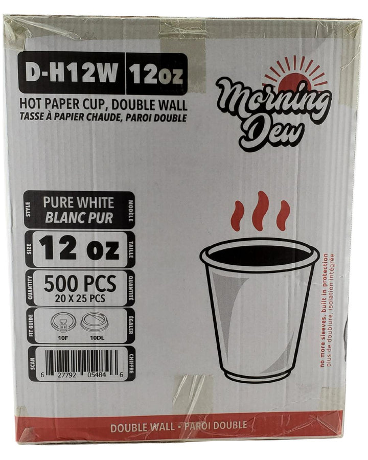 Morning Dew - 12 oz Hot Paper Cup - Double Wall - White - 20 x 25 count
