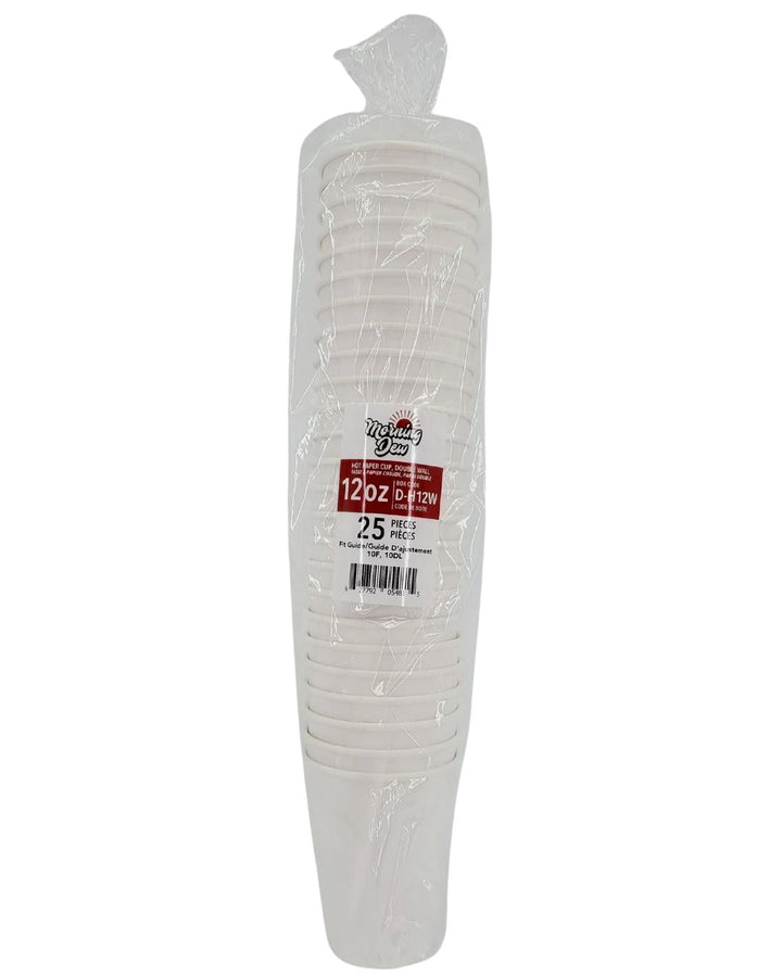 Morning Dew - 12 oz Hot Paper Cup - Double Wall - White - 20 x 25 count