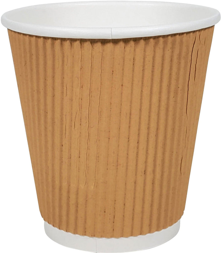 Morning Dew - 10 oz Squat Hot Paper Cup - Ripple - Kraft - RC-H10SK