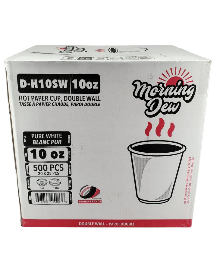Morning Dew - 10 oz Squat Hot Paper Cup - Double Wall - White - 20 x 25 count