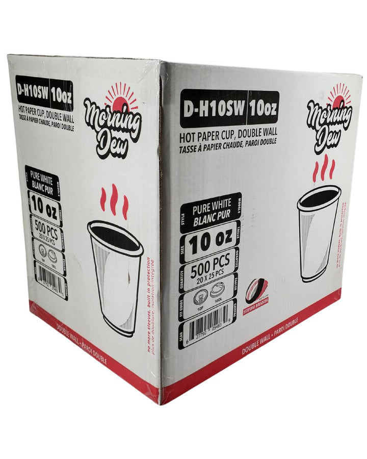 Morning Dew - 10 oz Squat Hot Paper Cup - Double Wall - White - 20 x 25 count