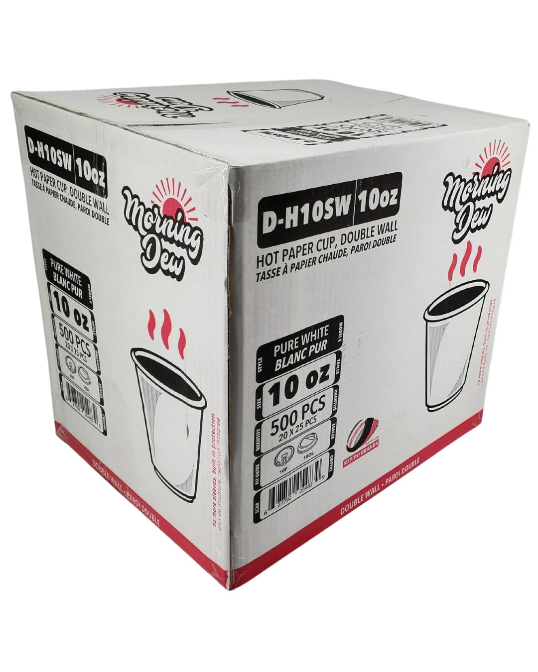 Morning Dew - 10 oz Squat Hot Paper Cup - Double Wall - White - 20 x 25 count