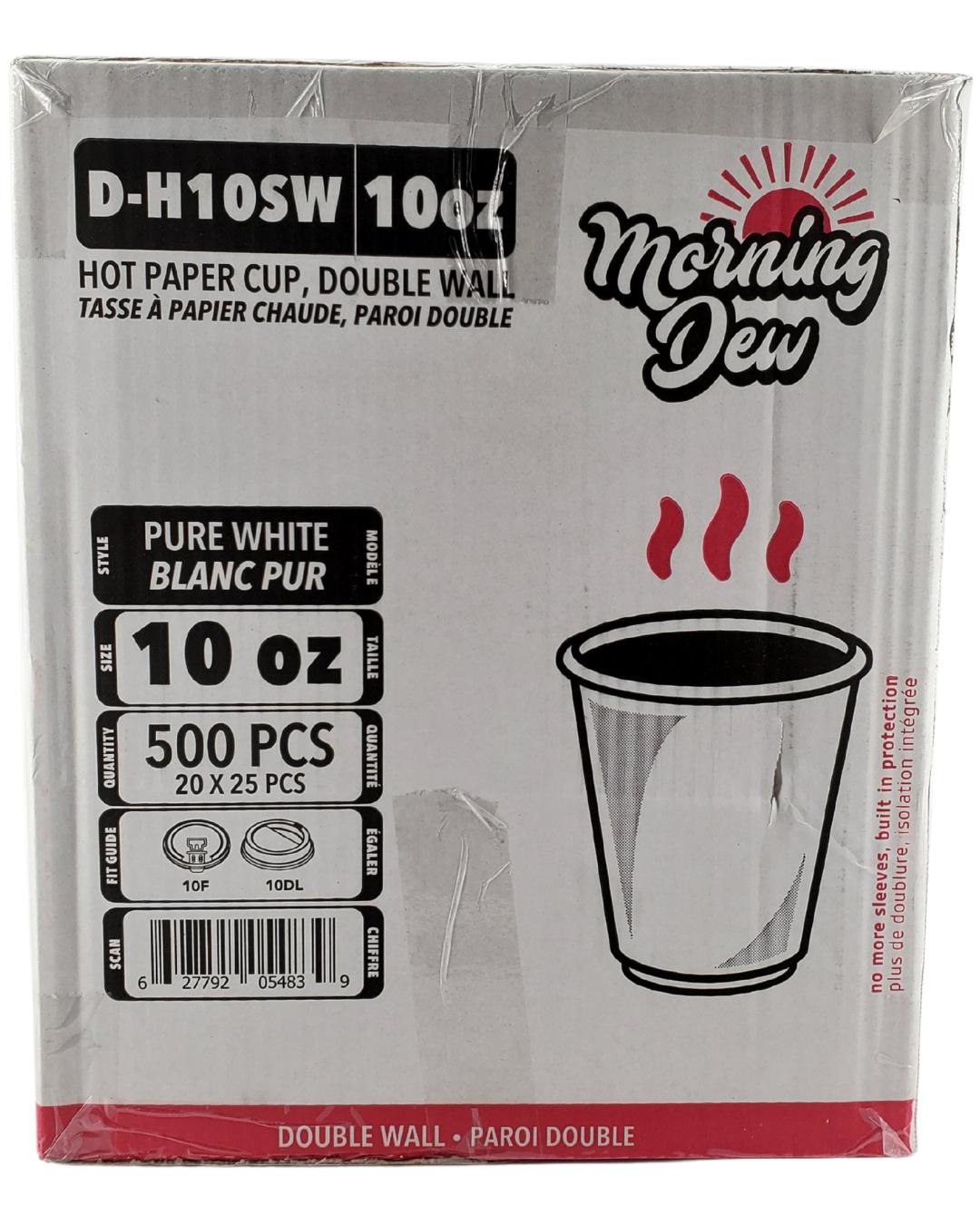 Morning Dew - 10 oz Squat Hot Paper Cup - Double Wall - White - 20 x 25 count