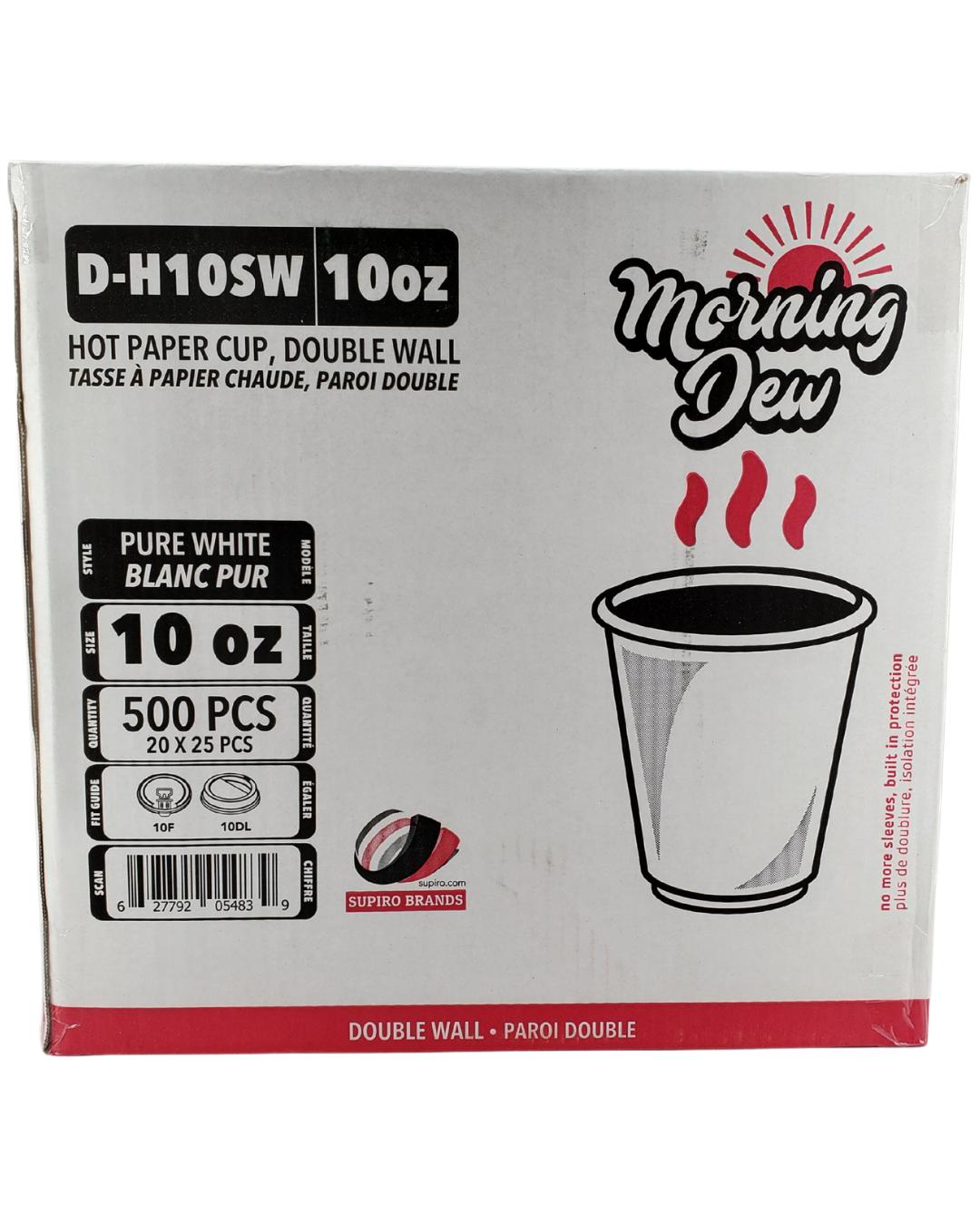 Morning Dew - 10 oz Squat Hot Paper Cup - Double Wall - White - 20 x 25 count
