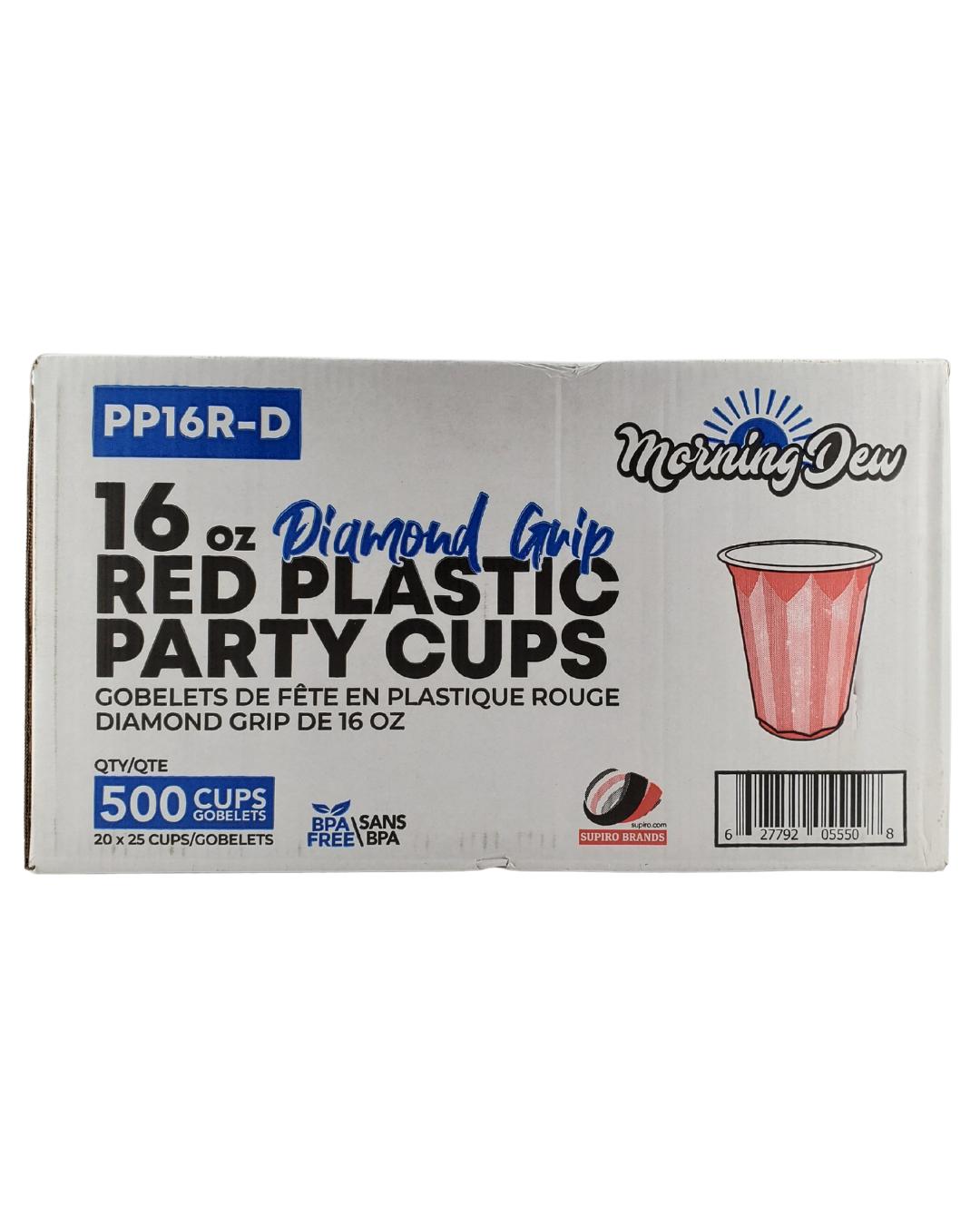 Morning Dew - 16oz PP Red Plastic Party Cups - Diamond - 20 x 25 count