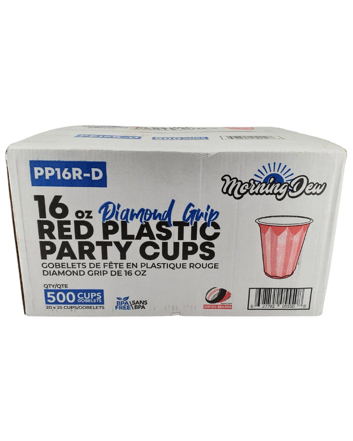 Morning Dew - 16oz PP Red Plastic Party Cups - Diamond - 20 x 25 count