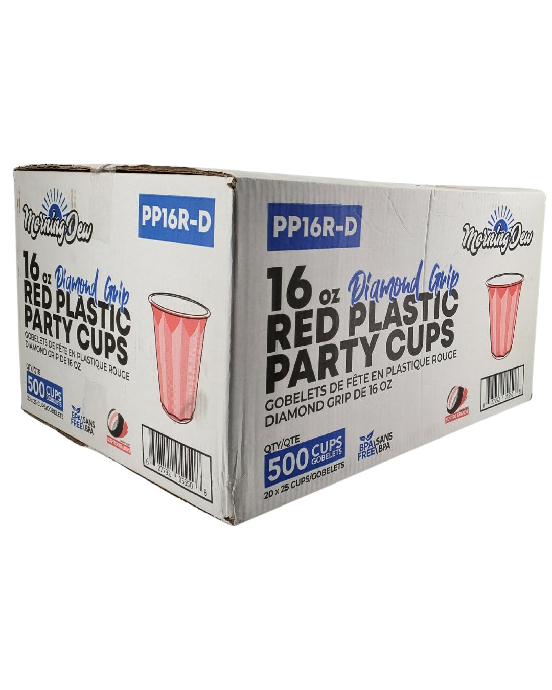 Morning Dew - 16oz PP Red Plastic Party Cups - Diamond - 20 x 25 count