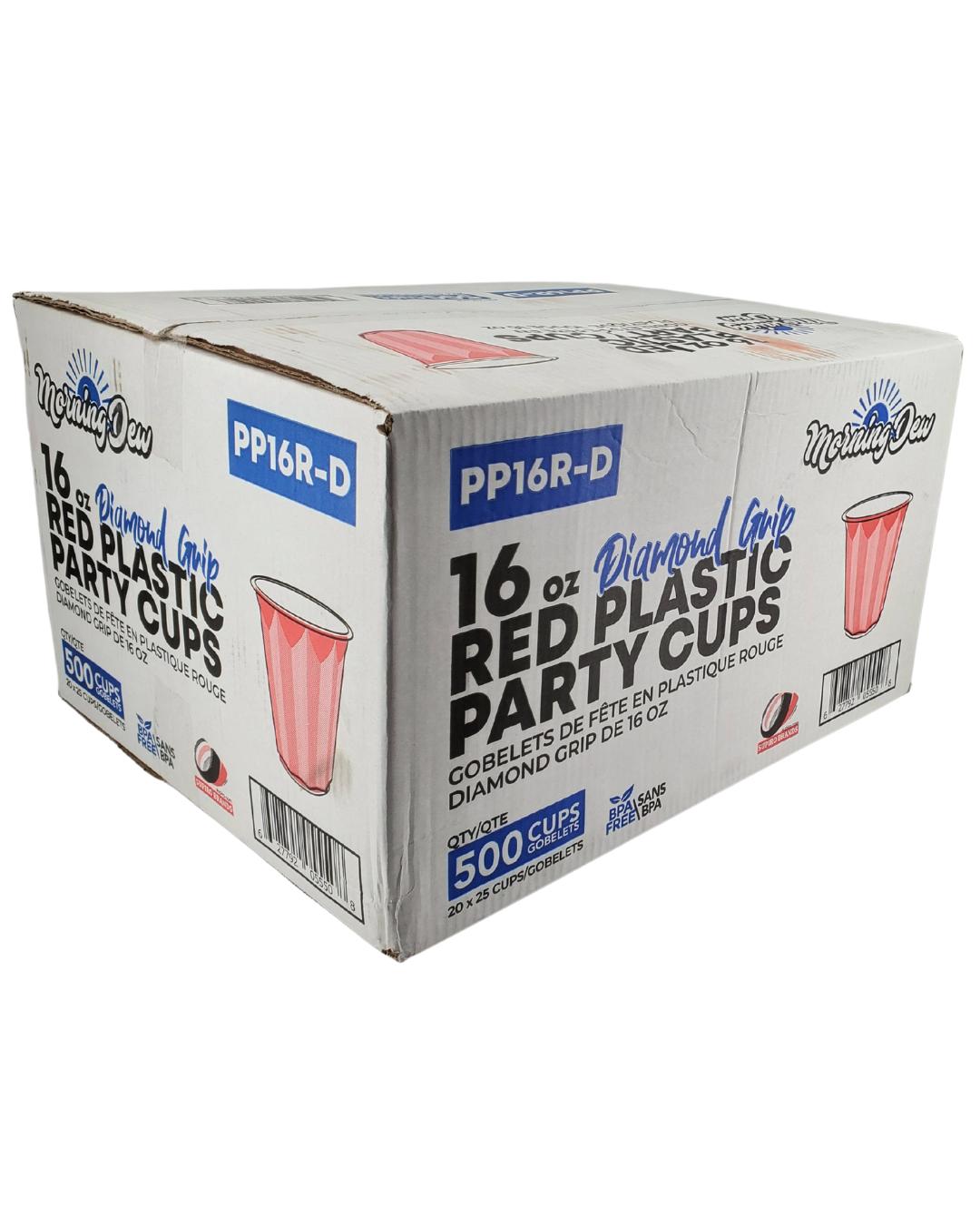 Morning Dew - 16oz PP Red Plastic Party Cups - Diamond - 20 x 25 count