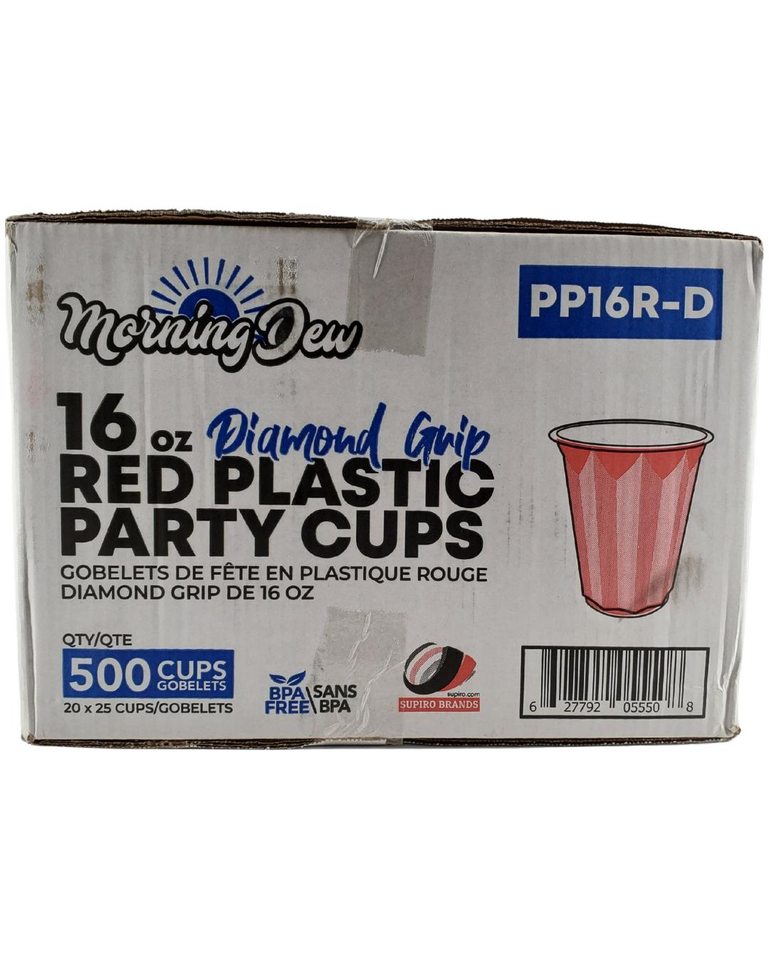 Morning Dew - 16oz PP Red Plastic Party Cups - Diamond - 20 x 25 count