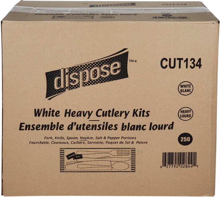 XC - Value+ - Heavy Weight - Cutlery Kit / Meal Kit - 6pcs - White - F/K/TS/N/S&P -