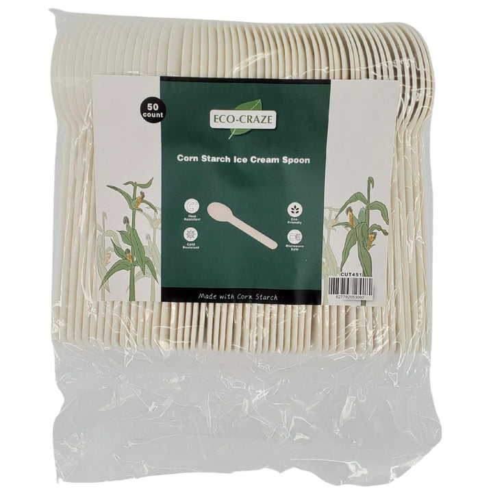 Eco-Craze - Corn Starch Ice Cream Spoon - 20 x 50 count